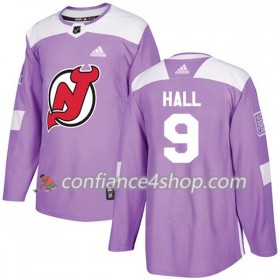 Adidas Maillot de Hockey New Jersey Devils Taylor Hall 9 2017-2018 Violet Fights Cancer Practice Authentic - Homme
